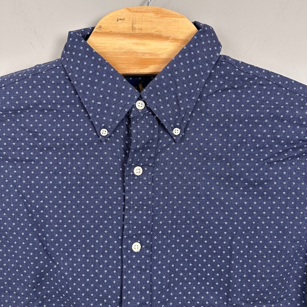 Ralph Lauren Flannel Shirt Men‎ Extra Large Blue Faded Geometric Button Down